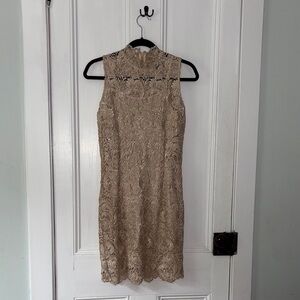 Elegant Lace Sleeveless Dress - Cream